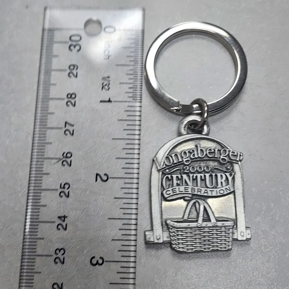 Longaberger Pewter Basket Key Chain 2000 Century Celebration New
